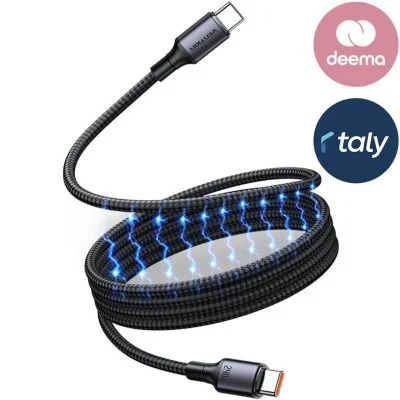 Vention USB 2.0 C Male to C Male 5A Magnetic Cable 1M Aluminum Alloy Type - Black